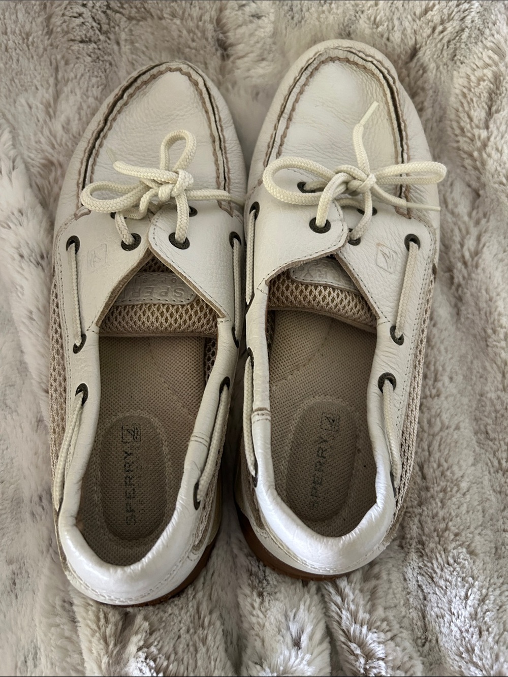 Sperry Women's White Leather Boat Shoes